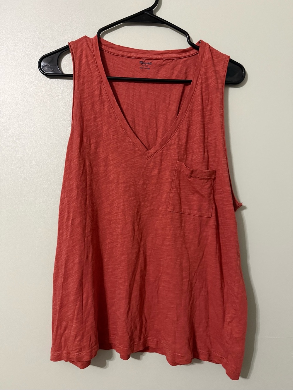 Madewell Slub V-Neck Pocket Tank Top - Rusty Red